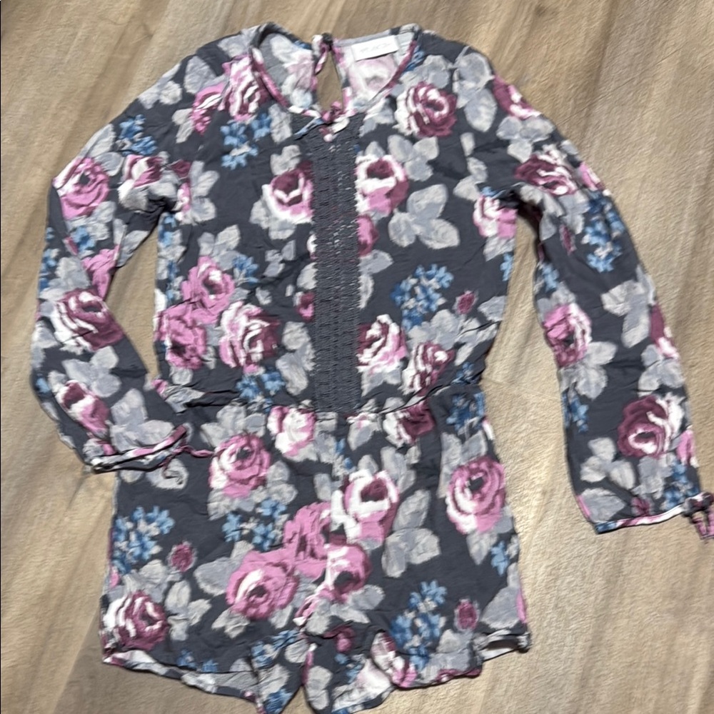 Girls The Children's Place Floral One Piece - Gray, Pink, Blue - Picture 3 of 4